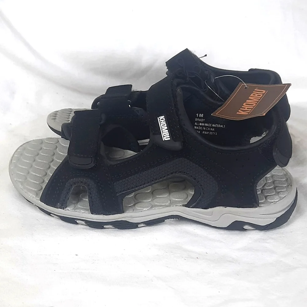 Khombu Brady Sandals Kids Size 1 M Black Suede New With Tag